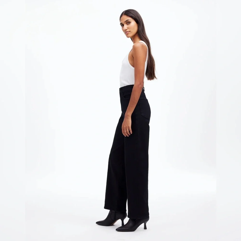 NWT Madewell Perfect Vintage Wide-Leg Jean Sz 30 Petite Women’s Black Rinse Wash